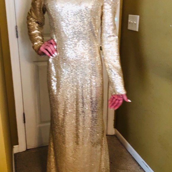 Honey qiao Floor length gold sequin dress - Picture 6 of 8